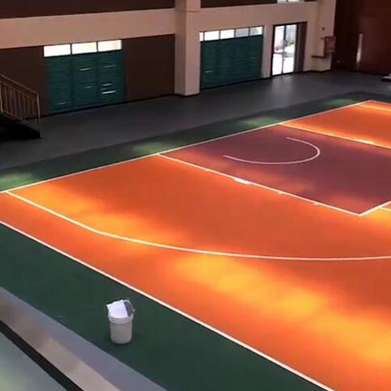 香格里拉武警支隊室內木紋型硅pu籃球場